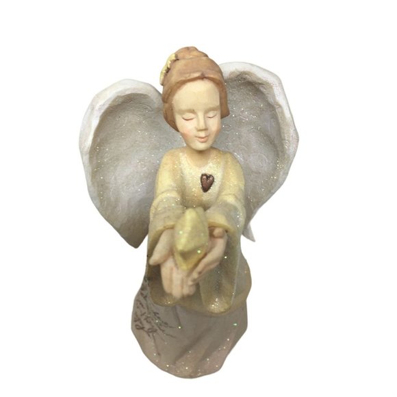 2002 Enesco Foundations Glitter Angel Figurine Holding Star - Picture 5 of 9